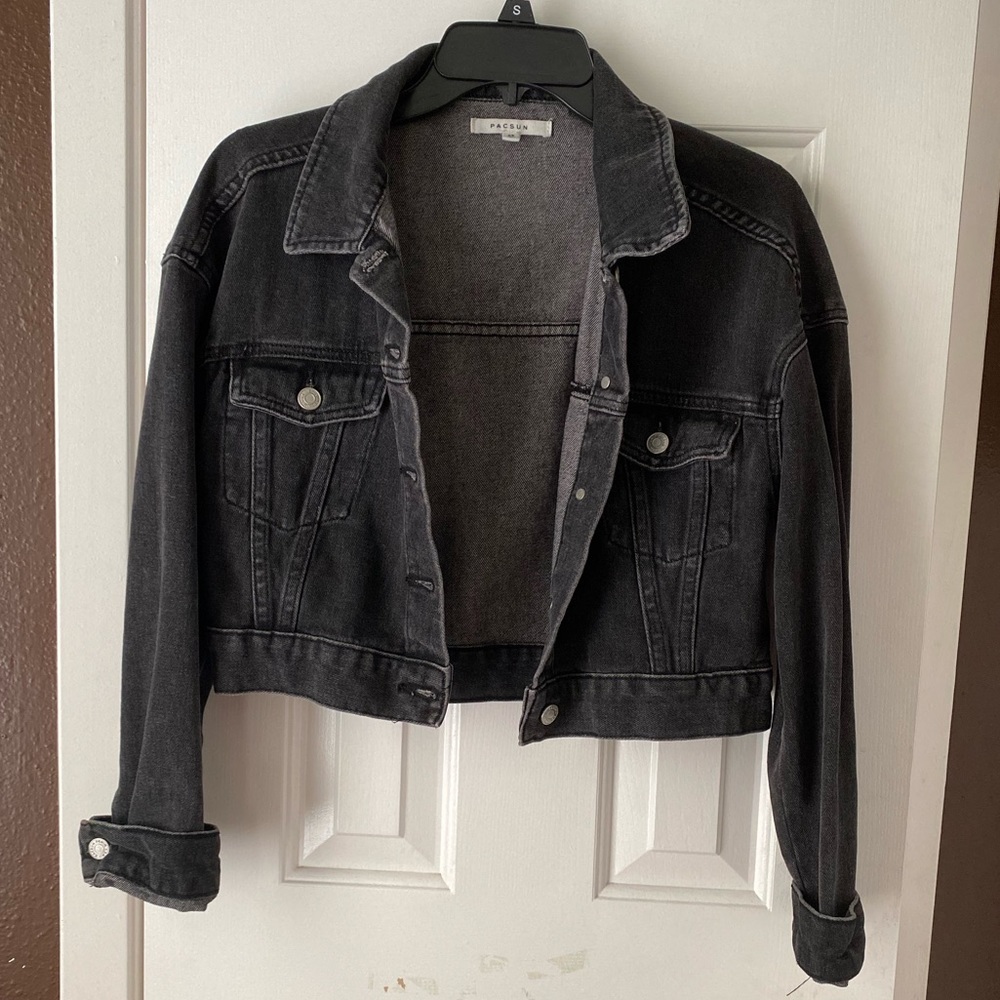 Pacsun black denim crop jacket